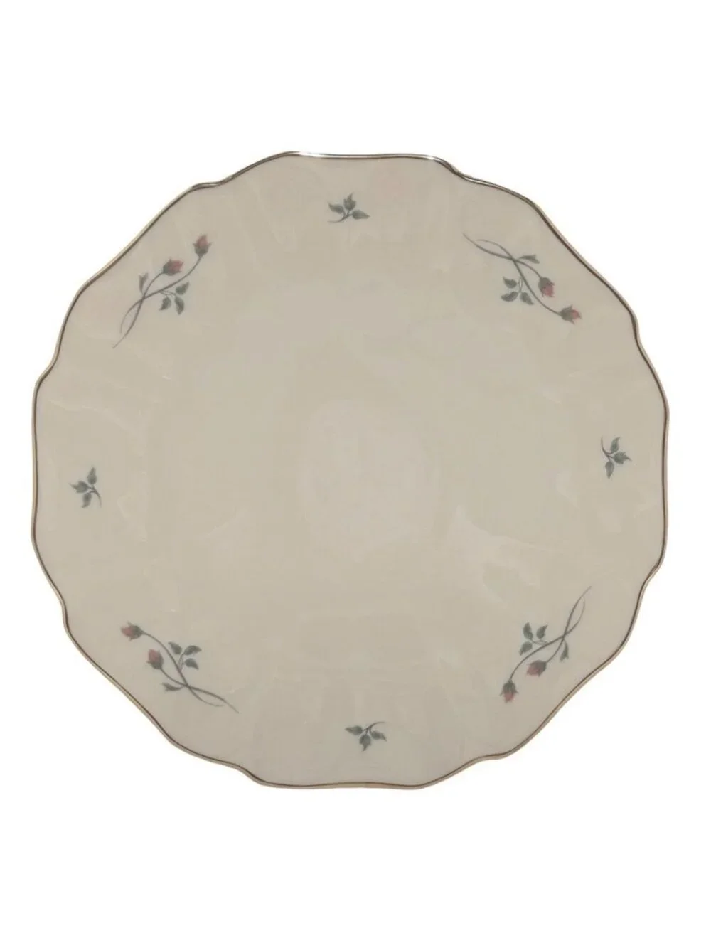 LENOX Vintage Rose Manor Cake plate Collectible Cream Pink Green with Gold trim
